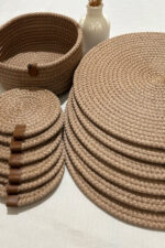 Amerikan Servis Supla Seti 13 Parça- 6 Tabak Altlığı, 6 Bardak Altlığı, 1 Ekmek Sepeti - Görsel 3