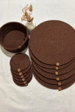 Amerikan Servis Supla Seti 13 Parça- 6 Tabak Altlığı, 6 Bardak Altlığı, 1 Ekmek Sepeti - Görsel 7