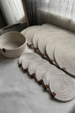 Amerikan Servis Supla Seti 13 Parça- 6 Tabak Altlığı, 6 Bardak Altlığı, 1 Ekmek Sepeti - Görsel 9