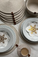 Amerikan Servis Supla Seti 13 Parça- 6 Tabak Altlığı, 6 Bardak Altlığı, 1 Ekmek Sepeti - Görsel 10