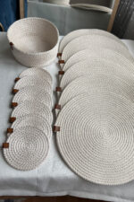 Amerikan Servis Supla Seti 13 Parça- 6 Tabak Altlığı, 6 Bardak Altlığı, 1 Ekmek Sepeti - Görsel 11