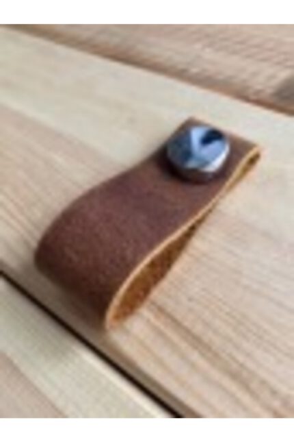 Hakiki Deri Dolap Düğme Kulp - Crazy Oranj (5 Adet)