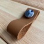 Hakiki Deri Dolap Düğme Kulp - Camel (5 Adet)