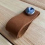 Hakiki Deri Dolap Düğme Kulp - Turuncu (5 Adet)