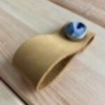 Hakiki Deri Dolap Düğme Kulp - Hardal (5 Adet)