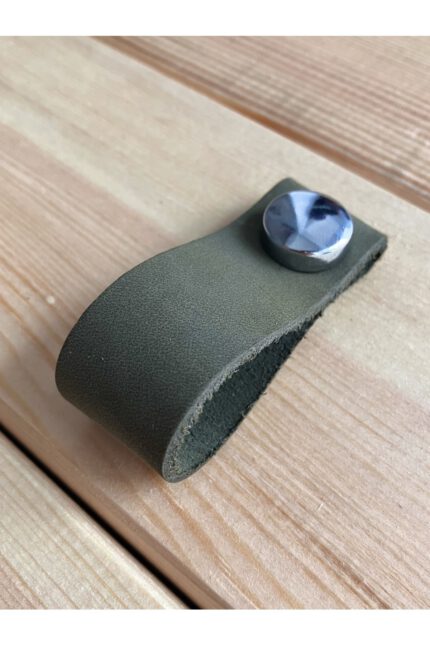 Hakiki Deri Dolap Düğme Kulp - Crazy Haki (5 ADET)