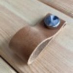 Hakiki Deri Dolap Düğme Kulp - Sütlü Kahve (5 Adet)