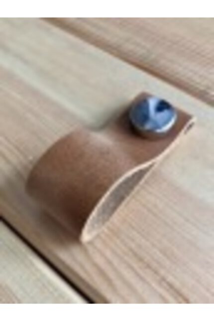 Hakiki Deri Dolap Düğme Kulp - Sütlü Kahve (5 Adet)