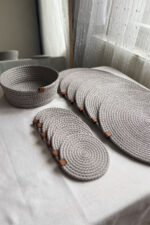 Amerikan Servis Supla Seti 13 Parça- 6 Tabak Altlığı, 6 Bardak Altlığı, 1 Ekmek Sepeti - Görsel 13