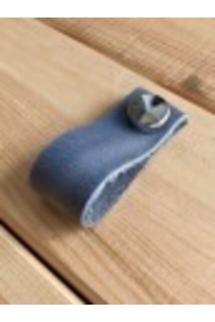 Hakiki Deri Dolap Düğme Kulp - Turkuaz (5 Adet)