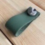 Hakiki Deri Dolap Düğme Kulp - Yeşil (5 Adet)