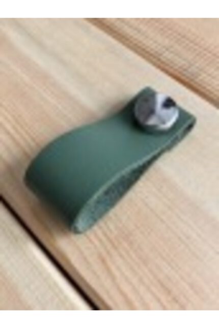 Hakiki Deri Dolap Düğme Kulp - Yeşil (5 Adet)
