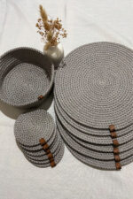 Amerikan Servis Supla Seti 13 Parça- 6 Tabak Altlığı, 6 Bardak Altlığı, 1 Ekmek Sepeti - Görsel 14