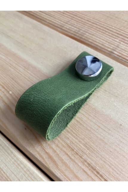 Hakiki Deri Dolap Düğme Kulp - Yağ Yeşili