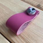 Hakiki Deri Dolap Düğme Kulp - Pembe