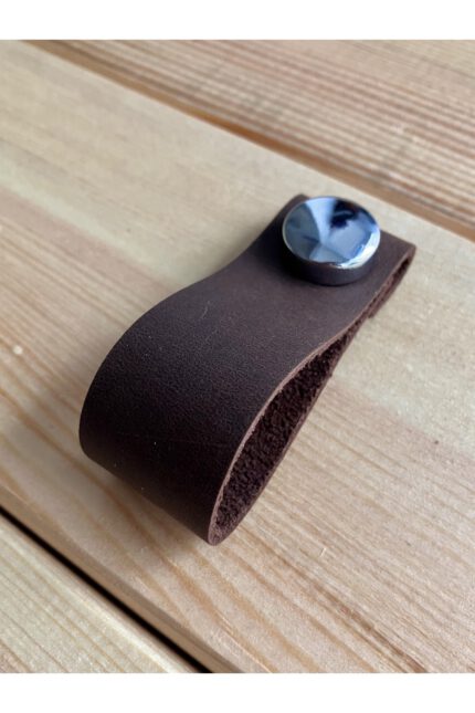 Hakiki Deri Dolap Düğme Kulp - Koyu Kahve