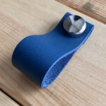 Hakiki Deri Dolap Düğme Kulp - Mavi