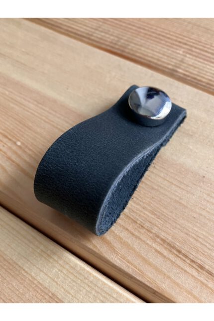 Hakiki Deri Dolap Düğme Kulp - Uzay Mavisi