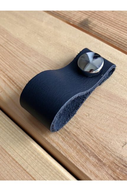 Hakiki Deri Dolap Düğme Kulp - Lacivert