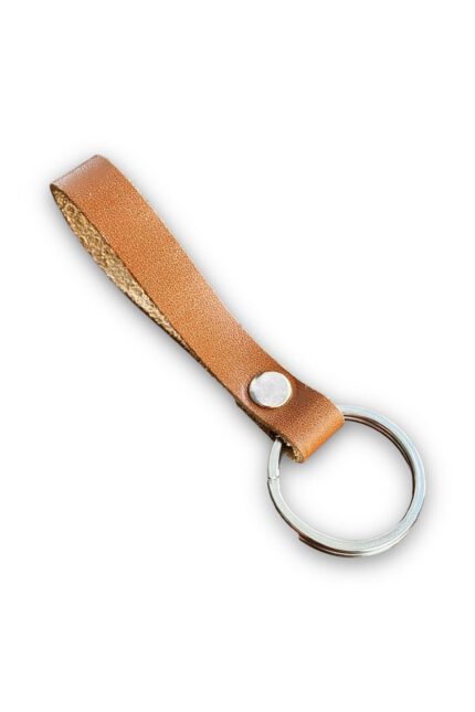 Hakiki Deri Anahtarlık - Gümüş Aksesuar - Camel