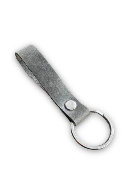 Hakiki Deri Anahtarlık - Gümüş Aksesuar - Crazy Gri