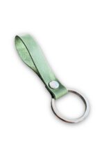 Hakiki Deri Anahtarlık - Gümüş Aksesuar - Yağ Yeşili