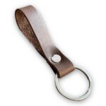 Hakiki Deri Anahtarlık - Gümüş Aksesuar - Koyu Kahve