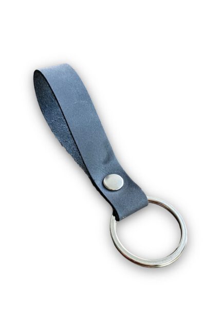 Hakiki Deri Anahtarlık - Gümüş Aksesuar - Lacivert