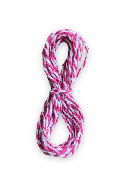 Hediye Paketleme Ipi, Süs Ipi - 3 Metre - Koyu Pembe Beyaz Renk