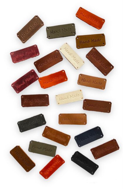Hakiki Deri El Yapımı Yazılı Çanta Etiketi - Handmade Yazılı Karışık Renk (50 Adet)
