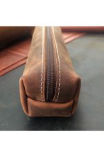 Hakiki Deri Fermuarlı Kalemlik Ve Kozmetik Makyaj Çantası - Görsel 6